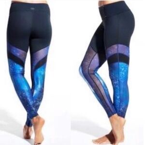Calia Black Blue Floral Mesh Leggings Size Small